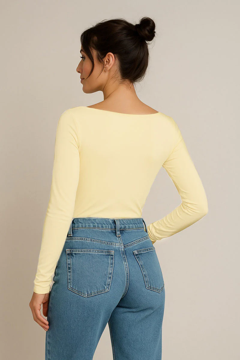 Body manga larga Karla Butter Yellow - Image 5